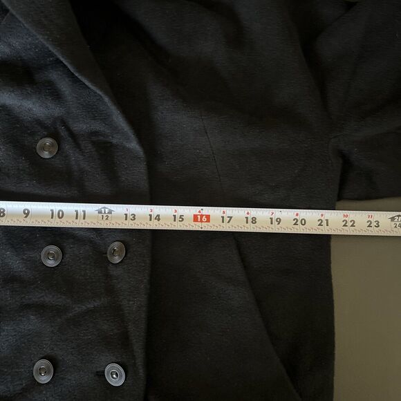 Vtg 50s Forstmann Pea Coat S/M Black Cashmere 1/2 Sleeve Pockets Retro Glam MCM - Picture 13 of 16